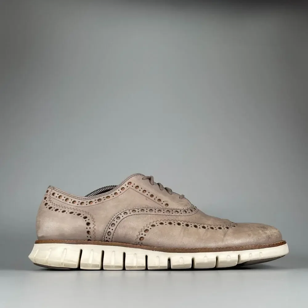 Cole Haan Grand.Os Men's 11 M Gray Leather Wingtip Brogue Oxford Dress Shoes GUC